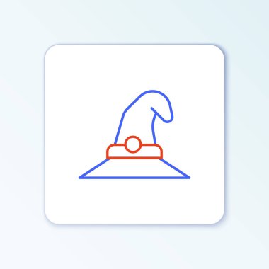 Çizgi Cadı şapkası simgesi beyaz arkaplanda izole edildi. Mutlu Cadılar Bayramı Partisi. Renkli taslak konsepti. Vektör.