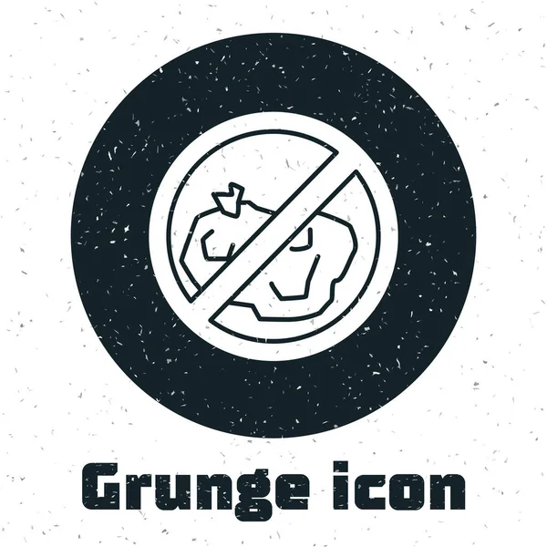 Grunge Aucune Icône Poubelle Isolée Sur Fond Blanc Dessin Vintage — Image vectorielle