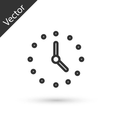 Gri çizgi saat simgesi beyaz arkaplanda izole edildi. Zaman sembolü. Vektör.