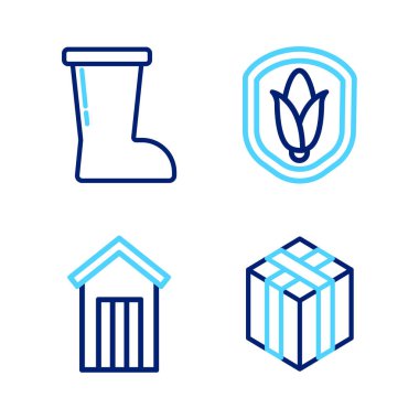 Saman Odunu 'ndan Bale hattı kurun. Tuvalet kalkanı, mısır ve su geçirmez lastik bot ikonu. Vektör.