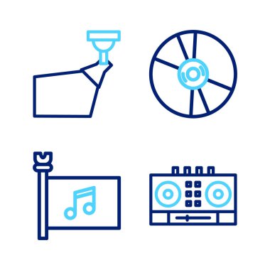 DJ 'i uzak ve karışık müzik festivali CD' si veya DVD diski ve Movie spot ikonu olarak ayarla. Vektör.