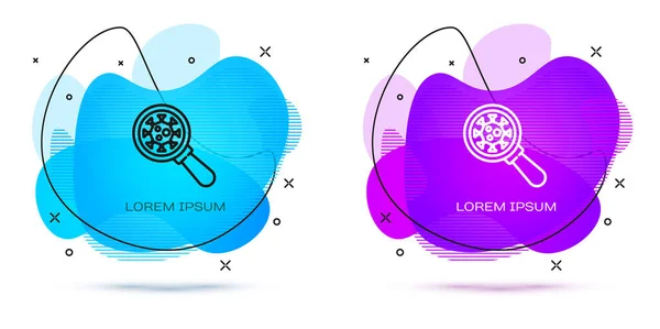 Ligne Virus Sous Loupe Icône Verre Isolé Sur Fond Blanc — Image vectorielle