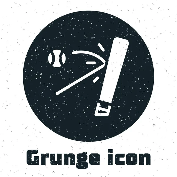 Grunge Baseball Bat Kuličkovou Ikonou Izolované Bílém Pozadí Černobílý Vinobraní — Stockový vektor