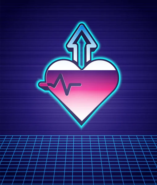 Estilo Retro Heartbeat Aumentar Icono Aislado Paisaje Futurista Fondo Aumento — Archivo Imágenes Vectoriales