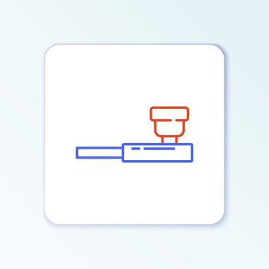 Beyaz arka planda izole edilmiş duman simgesi olan çizgi sigara piposu. Tütün piposu. Renkli taslak konsepti. Vektör.