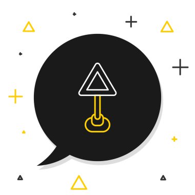 Çizgi Üçgeni uyarı simgesi beyaz arkaplanda izole edildi. Trafik kuralları ve güvenli sürüş. Renkli taslak konsepti. Vektör.