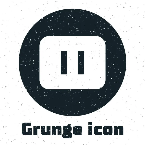 Grunge Pause Button Icon Isolated White Background Monochrome Vintage Drawing — Vetor de Stock