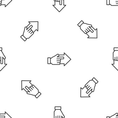 Gri Çizgili El, işaret parmağı ve ok simgesi ile beyaz arka planda izole edilmiş kusursuz desen. İş görüşü ve hedef. İş finansmanı kavramı, karakter, lider. Vektör.