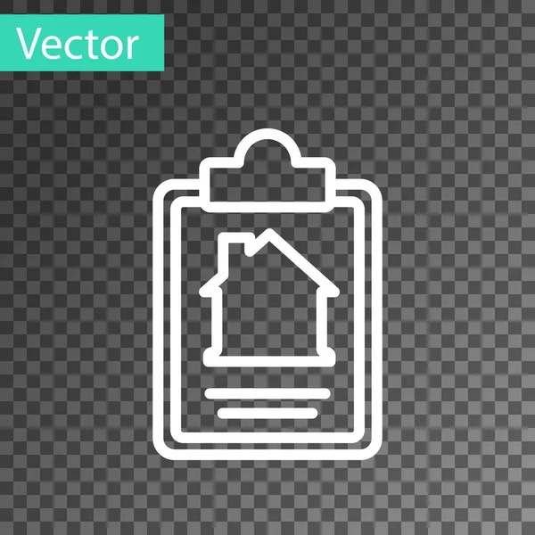 Icono Contrato White Line House Aislado Sobre Fondo Transparente Servicio — Vector de stock