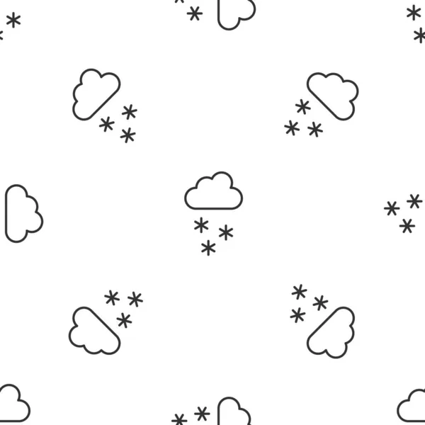 Linea Grigia Nuvola Con Icona Neve Isolato Modello Senza Soluzione — Vettoriale Stock