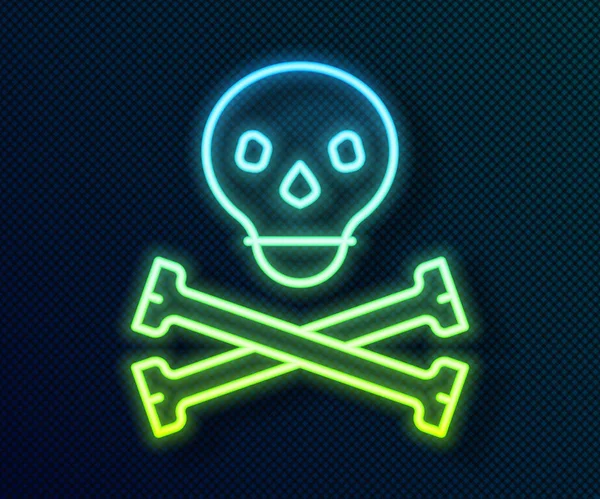 Glowing Neon Line Skull Crossbones Icon Isolated Black Background Happy — Stock Vector