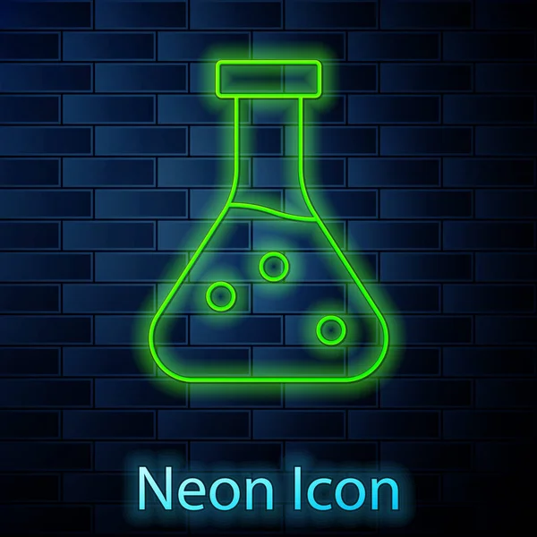 Glowing Neon Line Test Tube Flask Chemical Laboratory Test Icon — Stock Vector