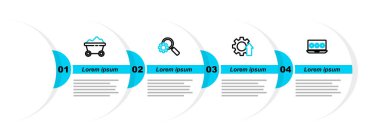 Dizüstü bilgisayarı şifreli Arrow büyüteç büyüteç ve kömür madeni ikonu ile ayarla. Vektör.