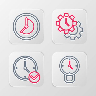 Saat Zaman Yönetimi ve simgesi satırını ayarla. Vektör.