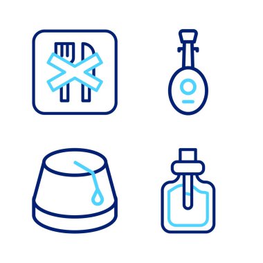 Parfümlü Türk şapkası Lavtası ve Ramazan oruç simgesi. Vektör.