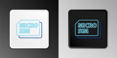 Çizgi Mikro Sim Kart simgesi gri arkaplanda izole edildi. Mobil ve kablosuz iletişim teknolojileri. Ağ çipi elektronik bağlantısı. Renkli taslak konsepti. Vektör.