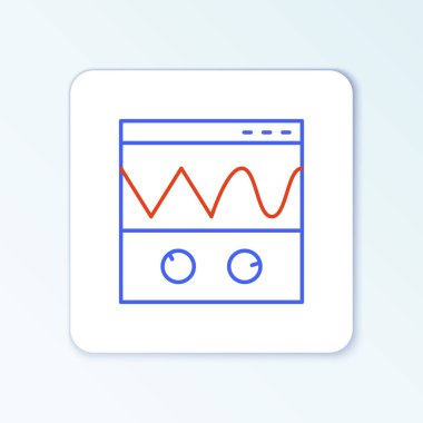 Oscilloscope hattı sinyal dalga ikonu beyaz arkaplanda izole edildi. Renkli taslak konsepti. Vektör.