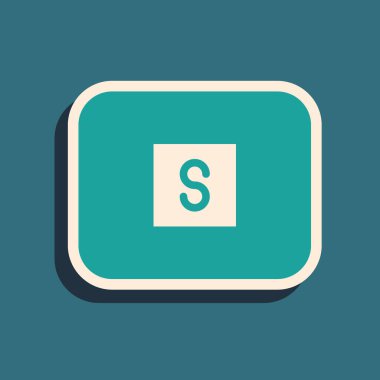 Yeşil Durak ortam simgesi yeşil arkaplanda izole edildi. Uzun gölge tarzı. Vektör.