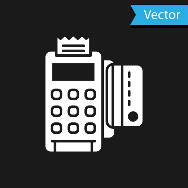 Terminal Punto Venta Blanco Con Tarjeta Crédito Insertada Icono Receptor — Vector de stock