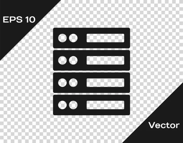 Servidor Negro Datos Web Hosting Icono Aislado Fondo Transparente Vector — Vector de stock