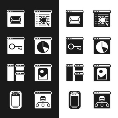 Web sitenizi HTTPS SSL Web sitesi ve e- posta motoru tarayıcı penceresi fotoğrafçısı sunucu verisi ve mobil telefon simgesi ile güvene alın. Vektör.