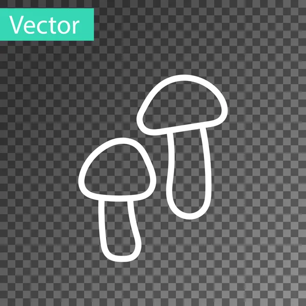 Línea Blanca Icono Hongo Aislado Sobre Fondo Transparente Vector — Vector de stock