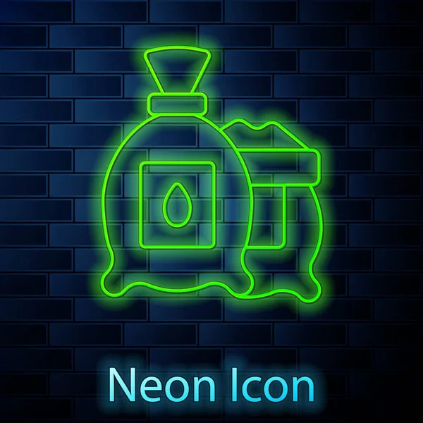 Zářící Neonová Řada Sada Plná Semen Specifické Ikony Rostliny Izolované — Stockový vektor
