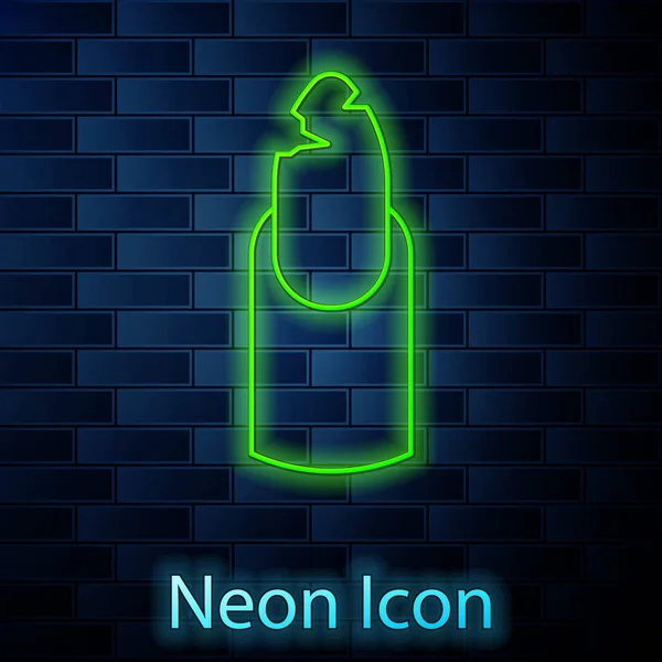 Gloeiende Neon Lijn Gebroken Nagel Pictogram Geïsoleerd Baksteen Muur Achtergrond — Stockvector