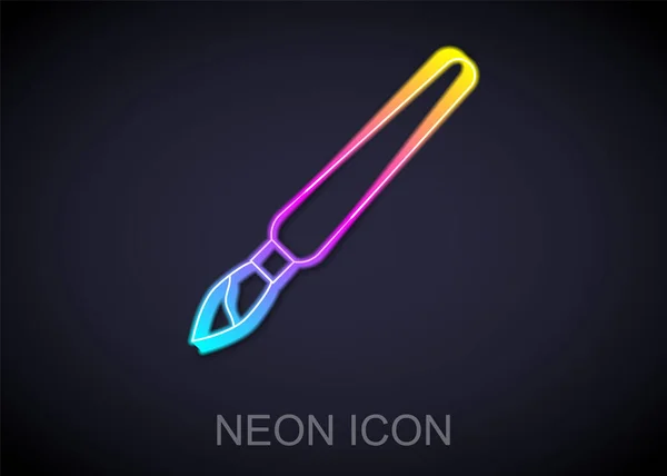 Glowing Neon Line Paint Brush Icon Isolated Black Background Vector — Stock Vector