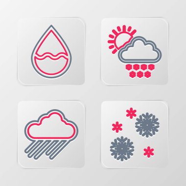 Kar Bulutu 'nu kar, güneş ve ikon yağmurlarıyla hizaya sokun. Vektör.