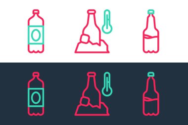 Plastik bira şişesi ve soğuk ikon. Vektör.
