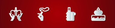 Akciğerleri ayarla, sigarayla el, Elektronik ve Kalp atışı ikonunu yükselt. Vektör.