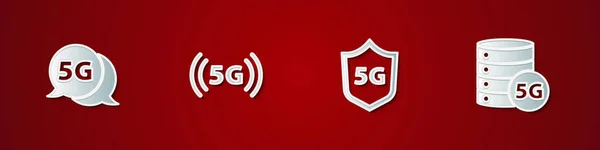 5Gネットワーク 保護シールド サーバーアイコンを設定します ベクトル — ストックベクタ