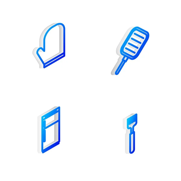 Fying Pan Oven Glove Refrigerator Fork Icon 합니다 Vector — 스톡 벡터