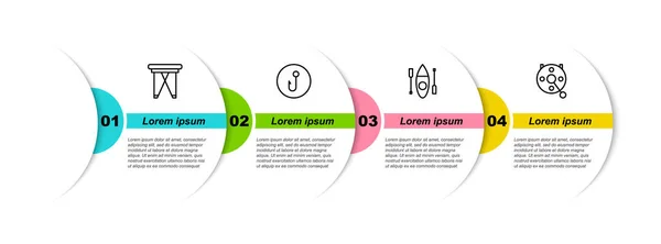 Set Line Klappstuhl Angelhaken Kajak Oder Kanu Und Spinnrolle Zum — Stockvektor