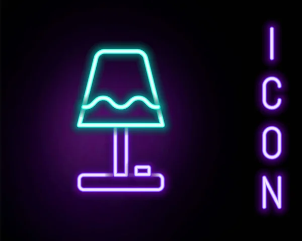 Világító Neon Vonal Asztali Lámpa Ikon Elszigetelt Fekete Alapon Színes — Stock Vector