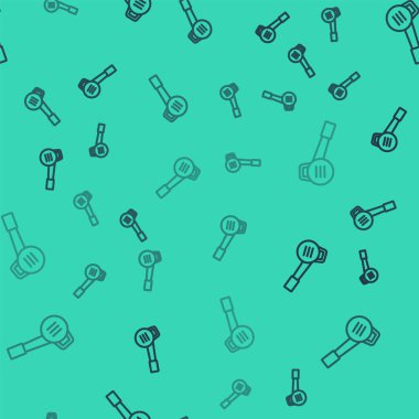 Siyah çizgi Yaprak Yaprak hava üfleyici ikonu yeşil arka planda izole edilmiş pürüzsüz desen. Vektör.