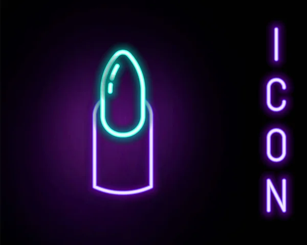 Leuchtende Neon Linie Nagel Maniküre Symbol Isoliert Auf Schwarzem Hintergrund — Stockvektor