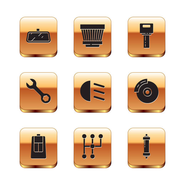 Установите на автомобиль ключ от зеркала с дистанционным управлением и иконкой воздушного фильтра. Вектор.