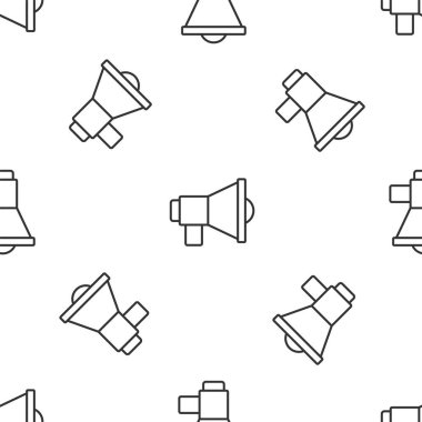 Gri çizgi megafon ikonu beyaz arka planda kusursuz desen izole etti. Sözcü işareti. Vektör.