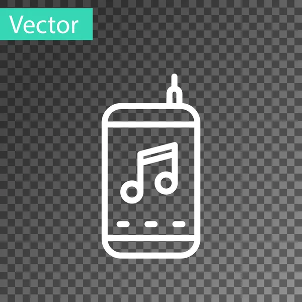 Pictograma White Line Music Player Izolată Fundal Transparent Dispozitiv Muzical — Vector de stoc