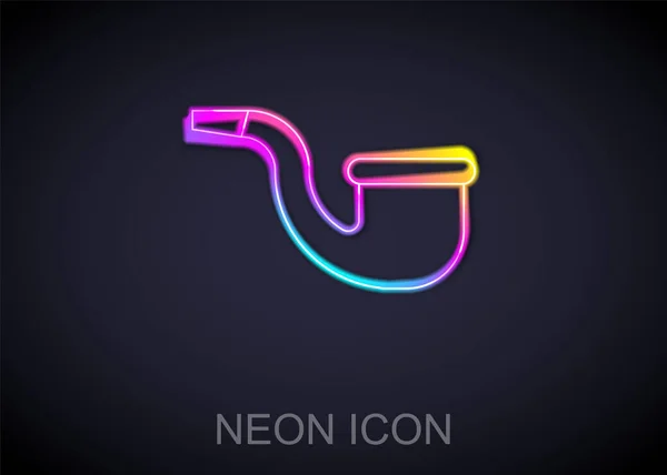 Žhnoucí Neonová Čára Žádná Dýmka Kouření Ikona Izolované Černém Pozadí — Stockový vektor