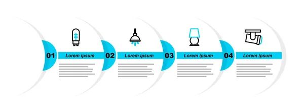 Set Line Led Schienenleuchten Und Lampen Tischlampe Und Leuchtdioden Symbol — Stockvektor