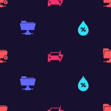 Su bırakma yüzdesini, FTP klasörünü, elektrikli arabayı ve ayarları sorunsuz bir şekilde ayarla. Vektör.