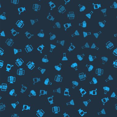 İlaç şişesi ve haplar, biyomühendislik, DNA araştırması, arama ve klinik kayıtlarını kusursuz şablona ayarla. Vektör.