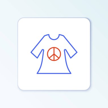 Beyaz arka planda izole edilmiş çizgi barış sembolü iz simgesi. Renkli taslak konsepti. Vektör.