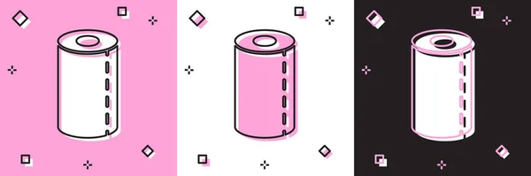 Set Paper Towel Roll Icon Isolated Pink White Black Background — Stock Vector