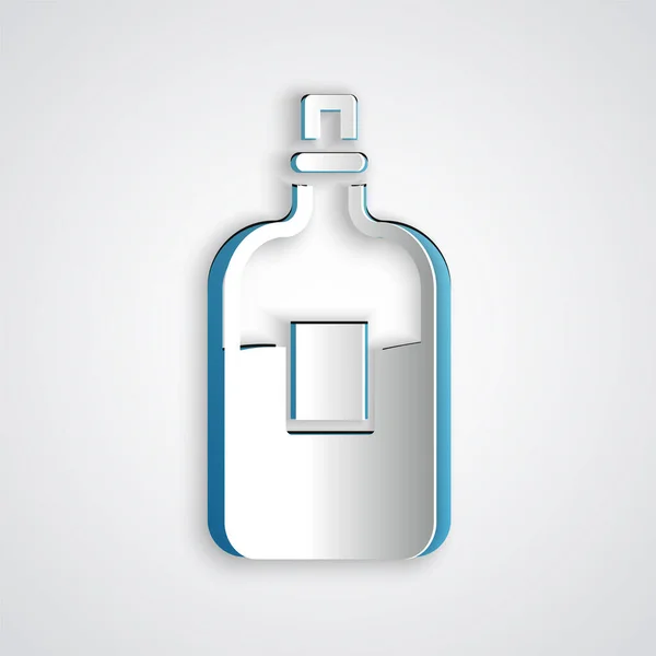 Corte Papel Botella Vidrio Vodka Icono Aislado Sobre Fondo Gris — Archivo Imágenes Vectoriales
