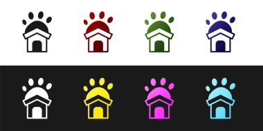 Hayvan barınağı simgesini siyah beyaz arkaplanda izole et. Vektör.