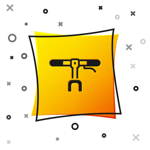Schwarzes Fahrradlenker Symbol Isoliert Auf Weißem Hintergrund Gelber Quadratischer Knopf — Stockvektor